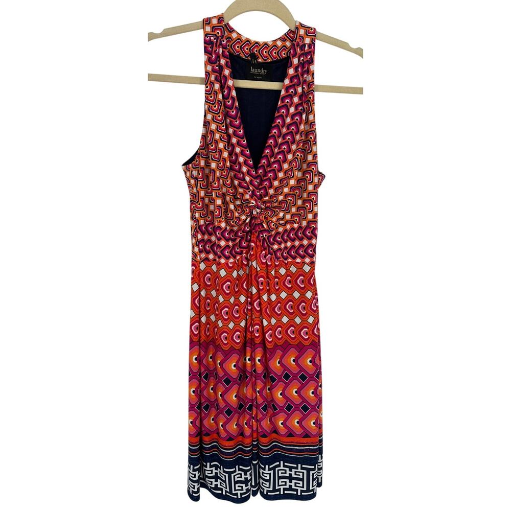 Laundry by Shelli Segal Geometric A-Line Dress Pink Orangeβ Blue Boho Summer 2